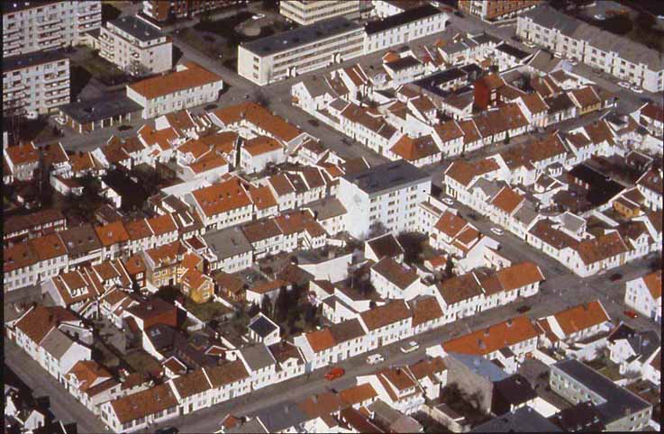 Kristiansand kvadraturen historiske bilder hus og gater flyfoto