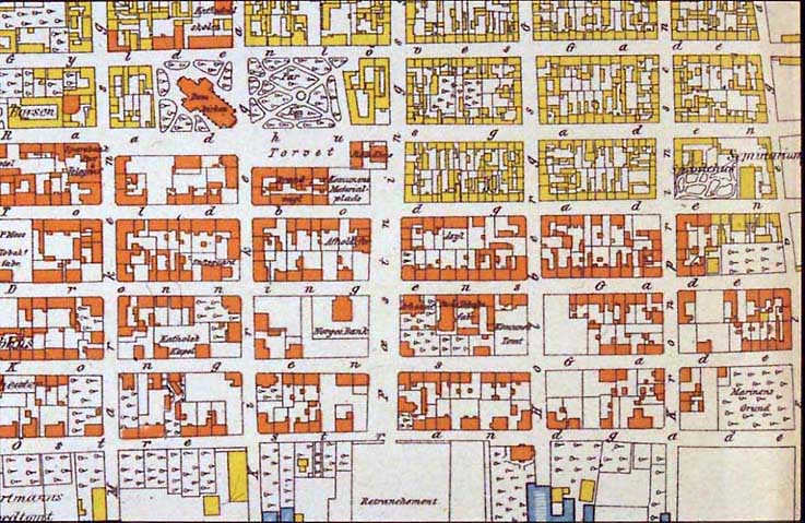 Kristiansand kvadraturen historiske bilder hus og gater bybrannen i 1892