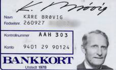Bankkort fra 1978.
