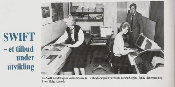 SWIFT avdeling sørlandsbanken utenlandsseksjon 1979