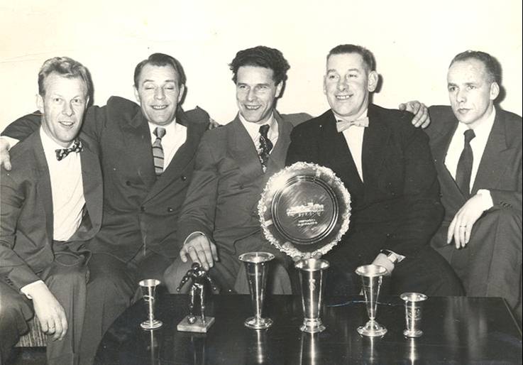 Wilhelm Holst-Larsen, Otto Gabrielsen, Leif Møller, Frank Lysø og Einar Haugedal