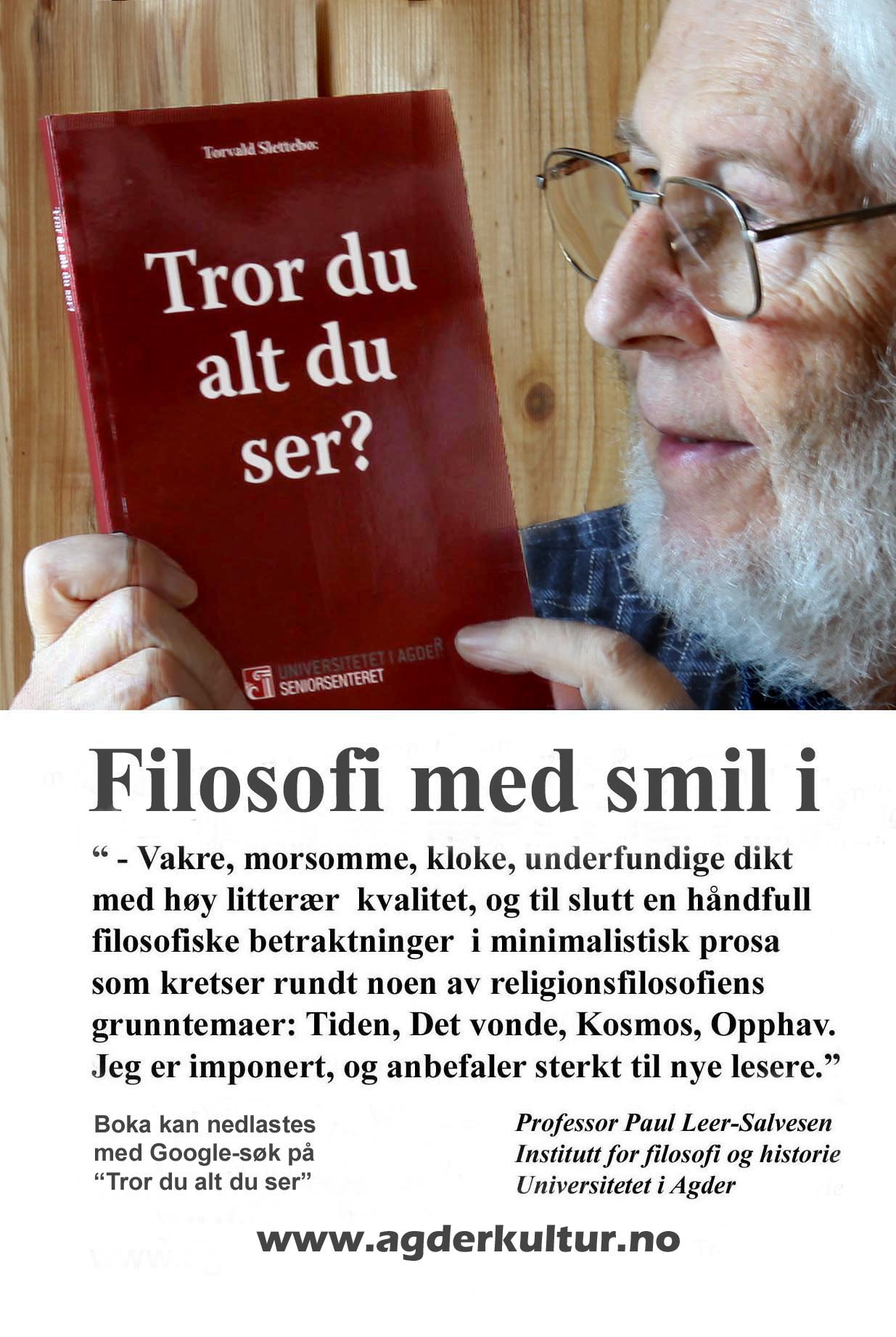 Bilde av Torvald Slettebø med boka Tror du alt du ser? i en bokanmeldelse