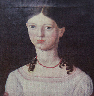Maleri portrett av Elise Amalie Tvede i 1830, 15 år gammel