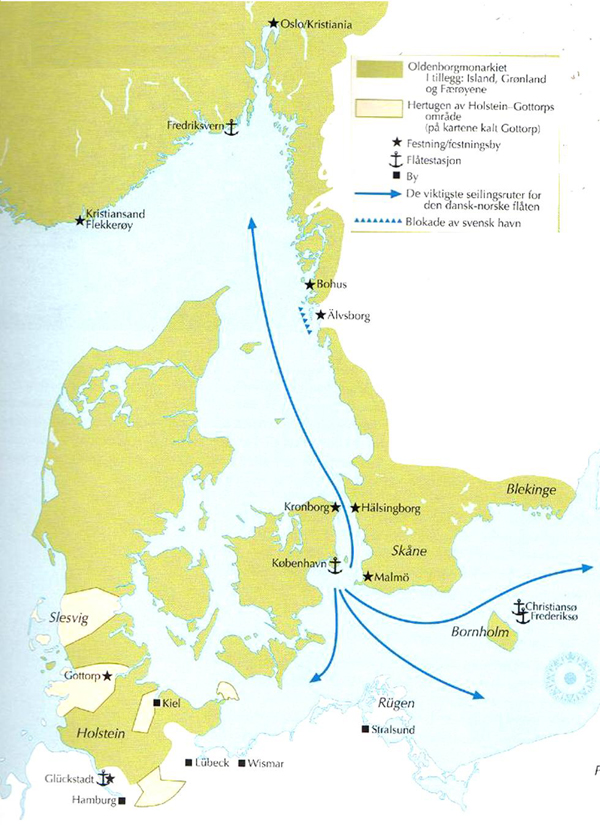 Oldenborgmonarkiet kart over skandinavia sør