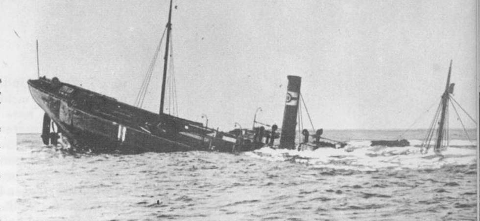 Skip som synker under første verdenskrig
