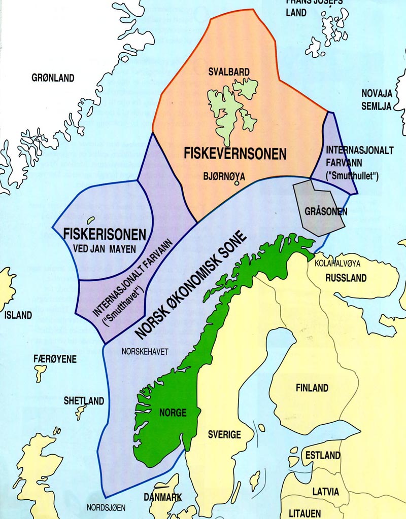 Norske sjøområder soner kart